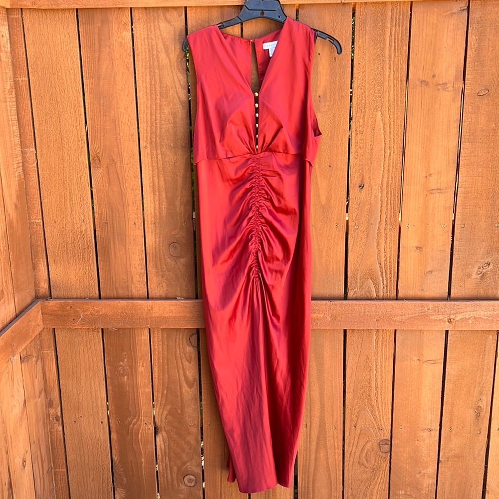 Beautiful Rust colored Top Shop Dress with gold button details